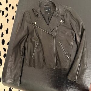 Madewell Black 100% Leather Black Motorcycle Jacket XL